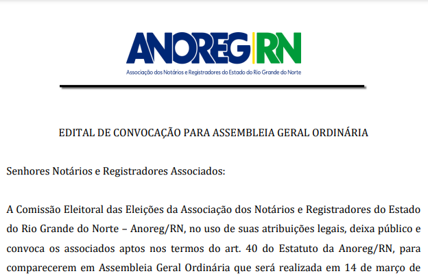 Edital de convocação para Assembleia Geral Ordinária